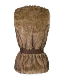 New Sleeveless styling open front V neck Brown Faux Fur Gilet Vests 