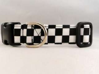 Black and White Checkered Finish Line Flag Dog Collar  