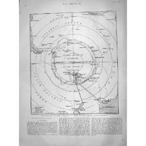   MAP VOYAGE DISCOVERY SOUTH POLAR REGIONS ANTARCTIC
