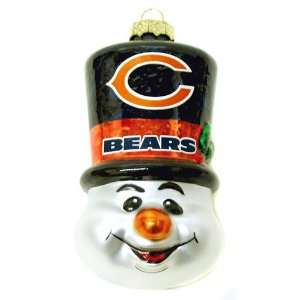  Chicago Bears Blown Glass Snowman Top Hat Christmas Tree 