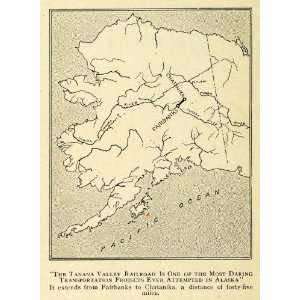  1913 Print Tanana Valley Railroad Map Alaska Fairbanks 