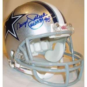 Daryl Johnston Signed Cowboys Riddell Mini Helmet w/Moose 