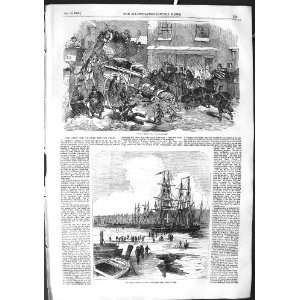  1855 Streets Weather London Ice Winter Ships Thames