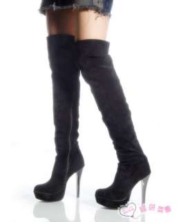 Sexy Over the Knee Zipper Platform High Heel Boots shoes Size US 4 8 