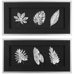  Uttermost Set of 2 Silver Leaves 39 1/2 High Wall Art 