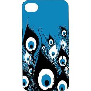 Black Hard Plastic Case Custom Designed Blue Peacock Feathers iPhone 