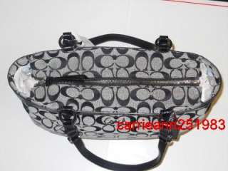 NEW AUT Coach Grey & Black Signature LARGE Gallery Tote/Handbag/Diaper 
