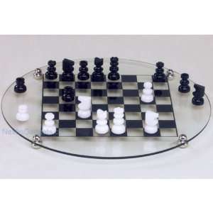   Black and White Alabaster and Glass Chess Set NS 68: Home & Kitchen