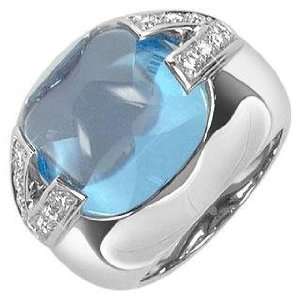     Topaz and Diamonds White Gold Ring USA 6.5  UK M  IT 12: Jewelry