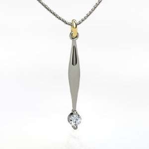    Spindle Pendant, Round Diamond 14K White Gold Necklace: Jewelry