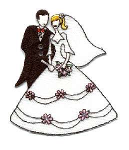 BRIDE/GROOM/WEDDING EMBROIDERED IRON ON APPLIQUE  