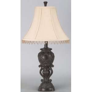  Resin Table Lamp W/beaded Silk Shade: Home Improvement