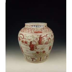 One Red&Green Coloring Porcelain Pot, Chinese Antique 