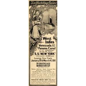 1910 Ad American Line New York Yachting Cruise Voyage   Original Print 