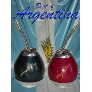  ARGENTINA MATE KIT Pair of typical argentinean gourds 