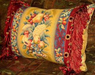 Old World Weavers Fruit Tapestry Pillow Passementerie  