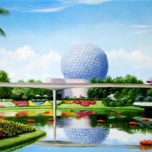   Epcot Monorail Signed Matted Litho Larry Dotson Art: Everything Else