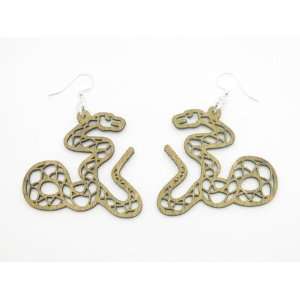  Lemon Yellow Rattle Snake Wooden Earrings GTJ Jewelry