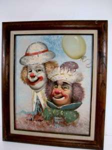 Signed Original W. Moninet Clown Oil Painting  