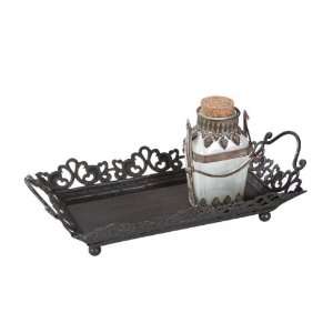   Metal Tray with Handles, Rust Finish: Home & Kitchen