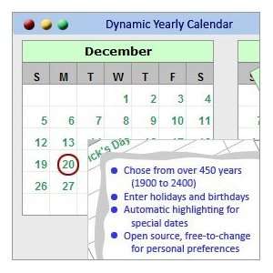    Dynamic Yearly Calendar for Microsoft Excel