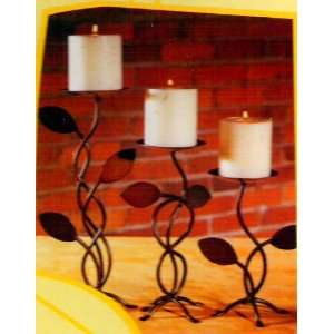  Climbing Leaves Candle Holders [Set of 3] Wrought Iron 