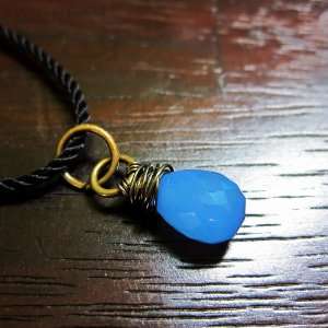   Blue Chalcedony Teardrop Uwea Wahi Pendant   handmade wirewrap jewelry
