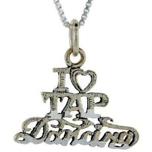 925 Sterling Silver I Love Tap Dancing Talking Pendant (w/ 18 Silver 