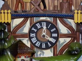 Deluxe Edition Wood Chopper, Log Sawyer Cuckoo Clock, with Waterwheel 