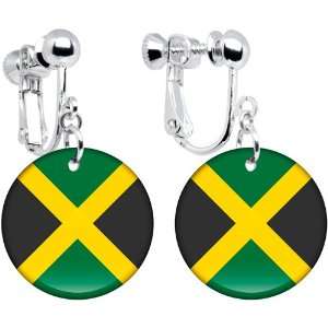 Jamaica Flag Clip on Earrings