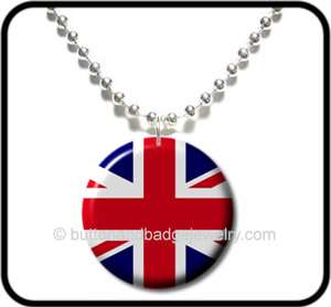 UNION JACK* British English Flag Button NECKLACE  
