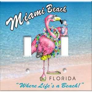 Switch Plate Cover Art Miami Flamingo His Beach DBL