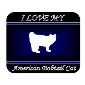  I Love My American Bobtail Cat Mouse Pad   Blue Design 
