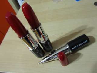Brand New MJ Marc Jacobs Lipstick Pens Red Plastic Silver Black Set of 