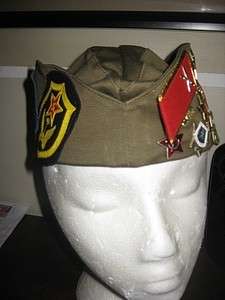RUSSIAN SOVIET MILITARY ARMY PILOTKA HAT DECORATED WITH 25 PINS 3 