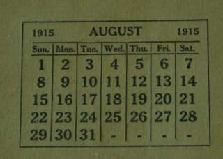 August 1915 Advertising Calendar A Collins Philadelphia  