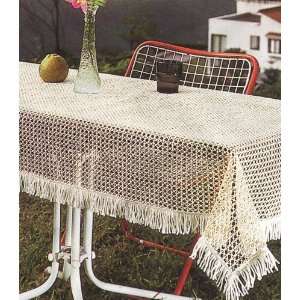 Tablecloth, Crochet Vinyl, Outdoor Patio, Garden 54x54 Inches Square 