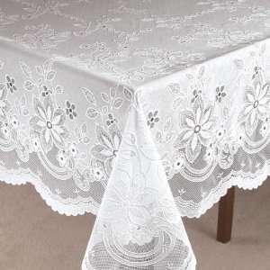  Elegant Floral Vinyl Lace Table Cover 54x72 Oval: Home 
