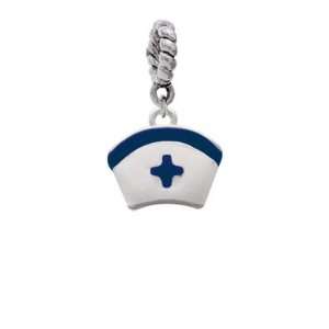  Nurse Hat with Blue Cross Charm Dangle Pendant: Arts 