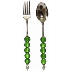  Decorative Stainless Steel Salad Servers Lime Green Glass 