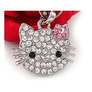  Pink Flower Kitty Cat Cell Phone Charm strap c726 