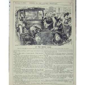   : 1913 Motor Car Show Humorous Old Lady Antique Print: Home & Kitchen
