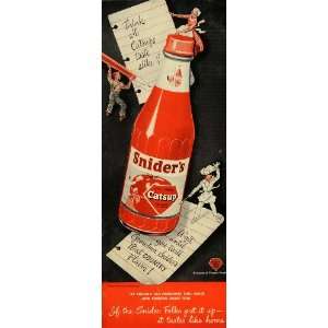  1949 Vintage Ad Sniders Catsup Tomato Ketchup Bottle 