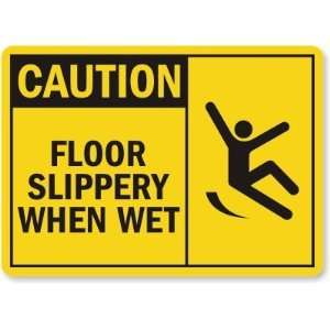  Caution: Floor Slippery When Wet (with graphic) Laminated 