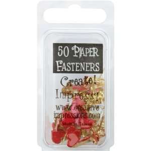  Painted Metal Paper Fasteners 50/Pkg Red/White/Pin 