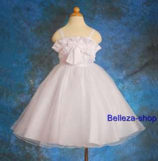 White Flower Girls Pageant Wedding Dress SZ 4 5 W66  