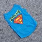 Cute Small Blue Superman Pet Dog Clothes T Shirt free shipping Size M
