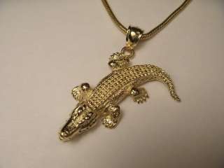 Rare 14K Solid Gold Alligator Crocodile Pendant Slide  