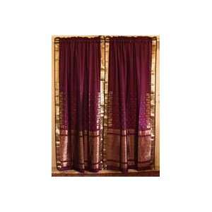  Deep Magenta Art Silk Sari Curtains Drapes Panel: Home 