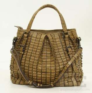 Burberry Prorsum Olive Leather & Alligator Rippled Oversized Handbag 